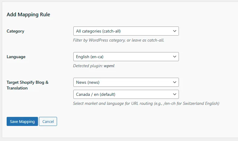 Add Mapping Rule dialog